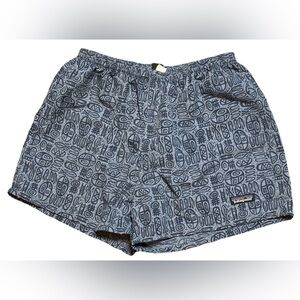 Patagonia Baggies Shorts Mens M Blue Tribal Print Vintage Style 5” Inseam